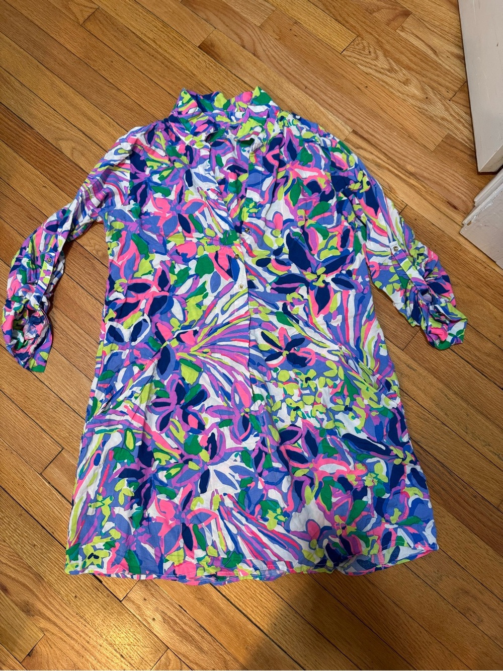 Lilly Pulitzer Multicolor Floral Midi Dress in Blue, Pink & Green